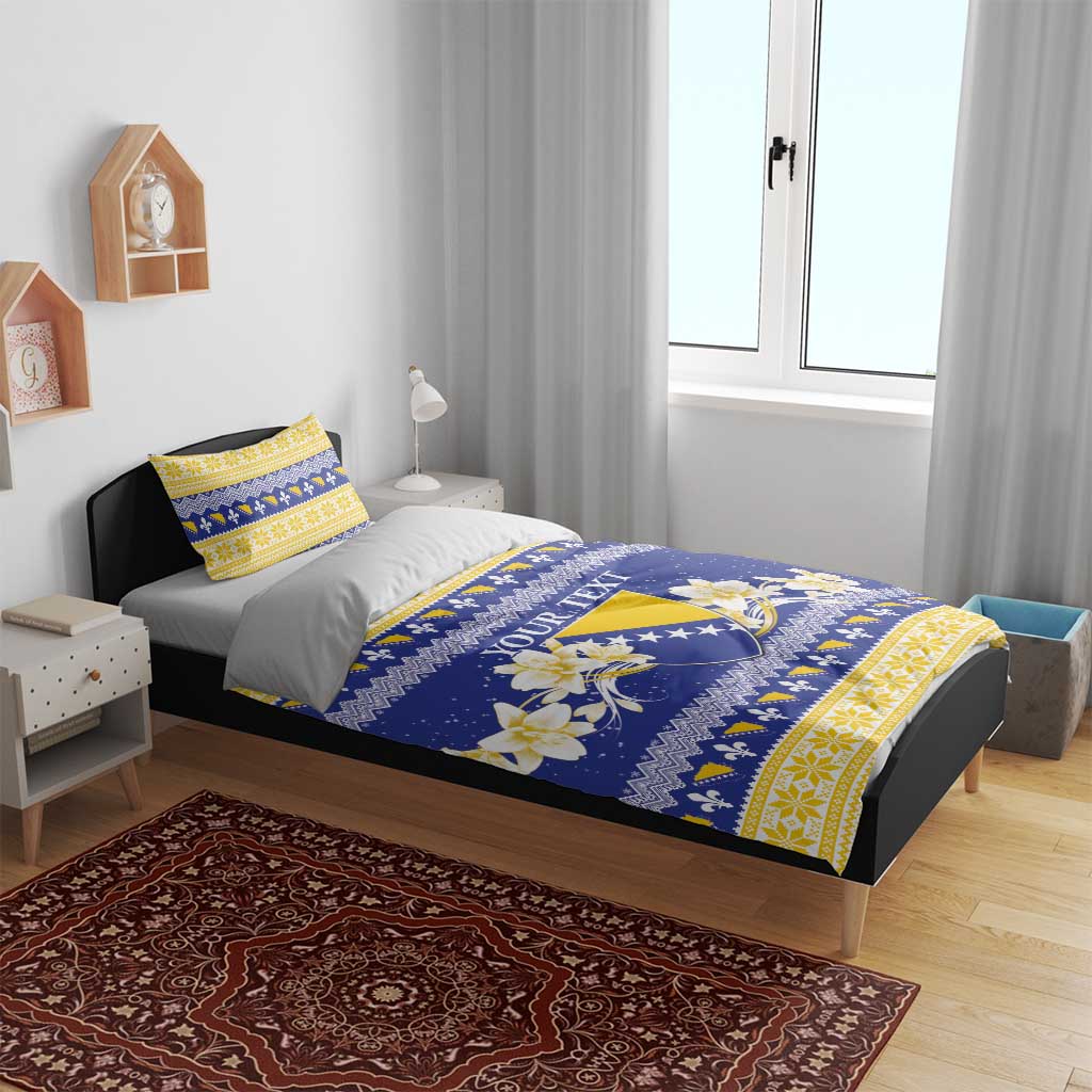 Personalized Bosnia and Herzegovina Christmas Bedding Set Coat Of Arms Srecan Bozic - Wonder Print Shop