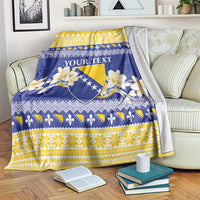 Personalized Bosnia and Herzegovina Christmas Blanket Coat Of Arms Srecan Bozic - Wonder Print Shop
