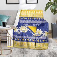 Personalized Bosnia and Herzegovina Christmas Blanket Coat Of Arms Srecan Bozic - Wonder Print Shop