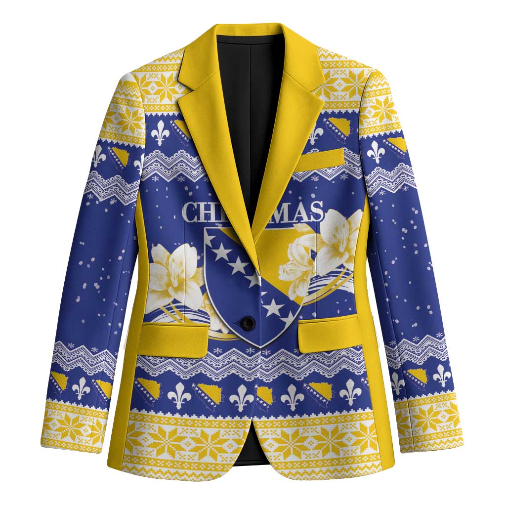 Personalized Bosnia and Herzegovina Christmas Blazer Coat Of Arms Srecan Bozic - Wonder Print Shop