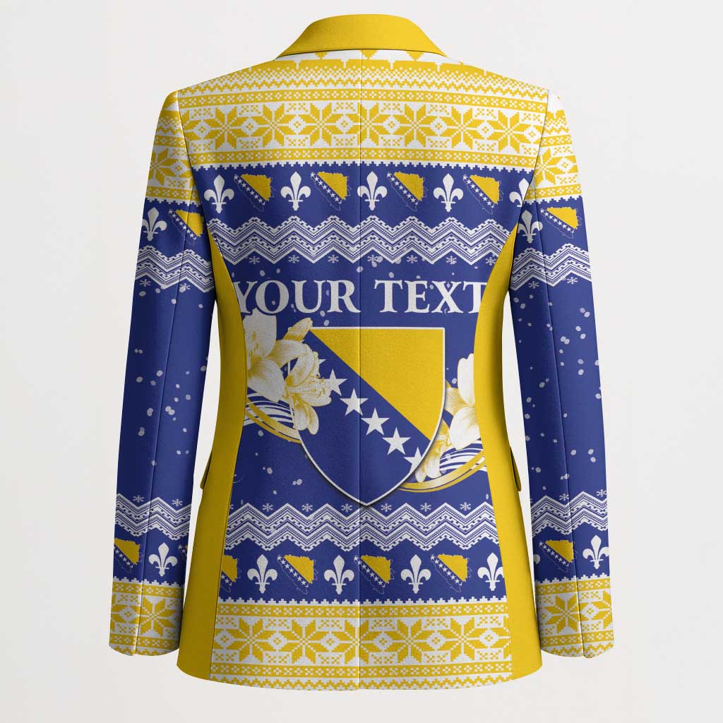 Personalized Bosnia and Herzegovina Christmas Blazer Coat Of Arms Srecan Bozic - Wonder Print Shop