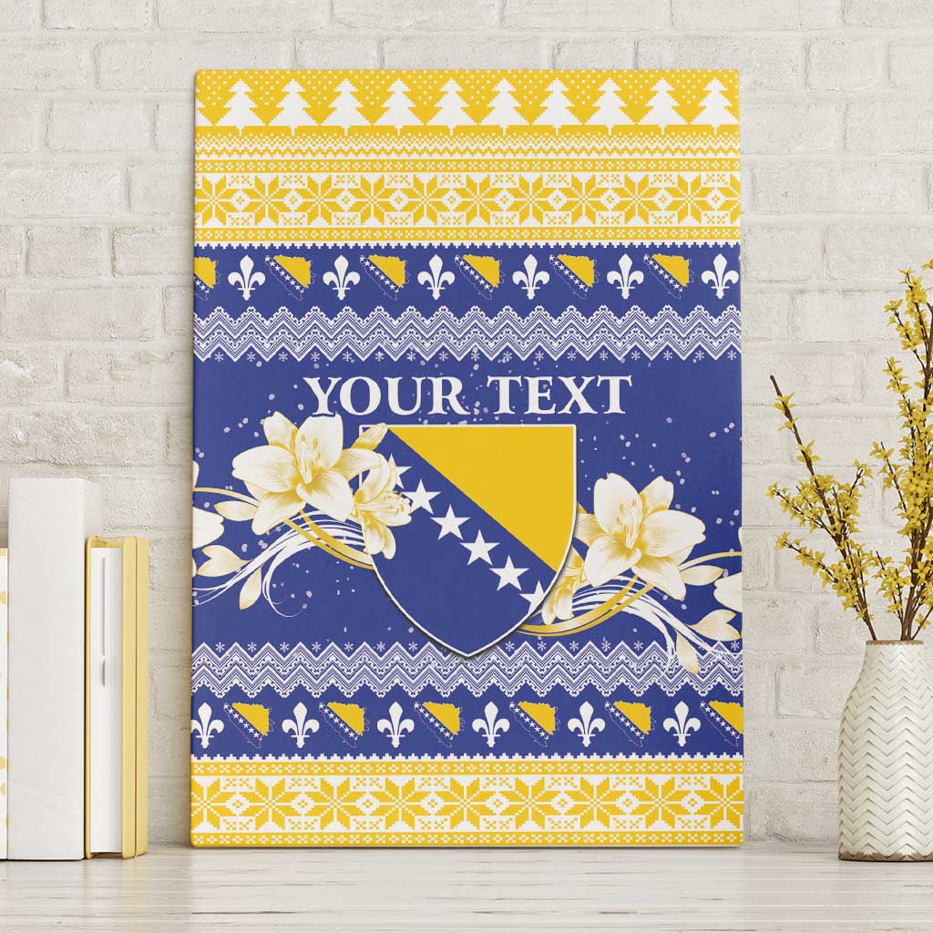 Personalized Bosnia and Herzegovina Christmas Canvas Wall Art Coat Of Arms Srecan Bozic - Wonder Print Shop