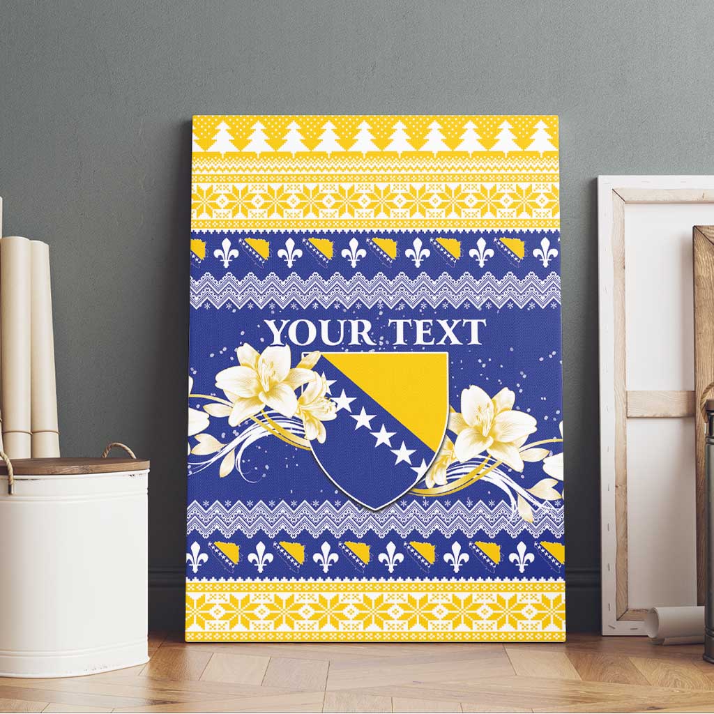 Personalized Bosnia and Herzegovina Christmas Canvas Wall Art Coat Of Arms Srecan Bozic - Wonder Print Shop