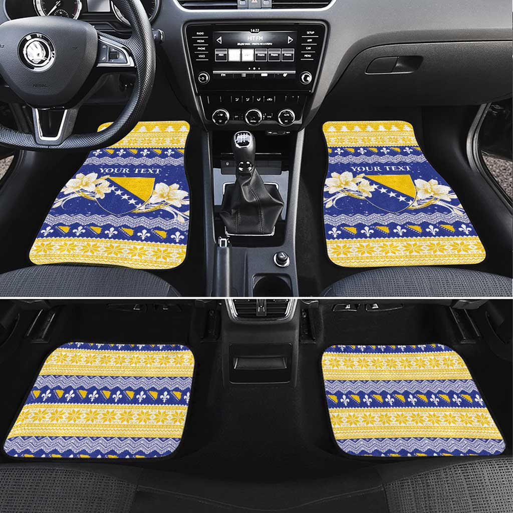 Personalized Bosnia and Herzegovina Christmas Car Mats Coat Of Arms Srecan Bozic - Wonder Print Shop