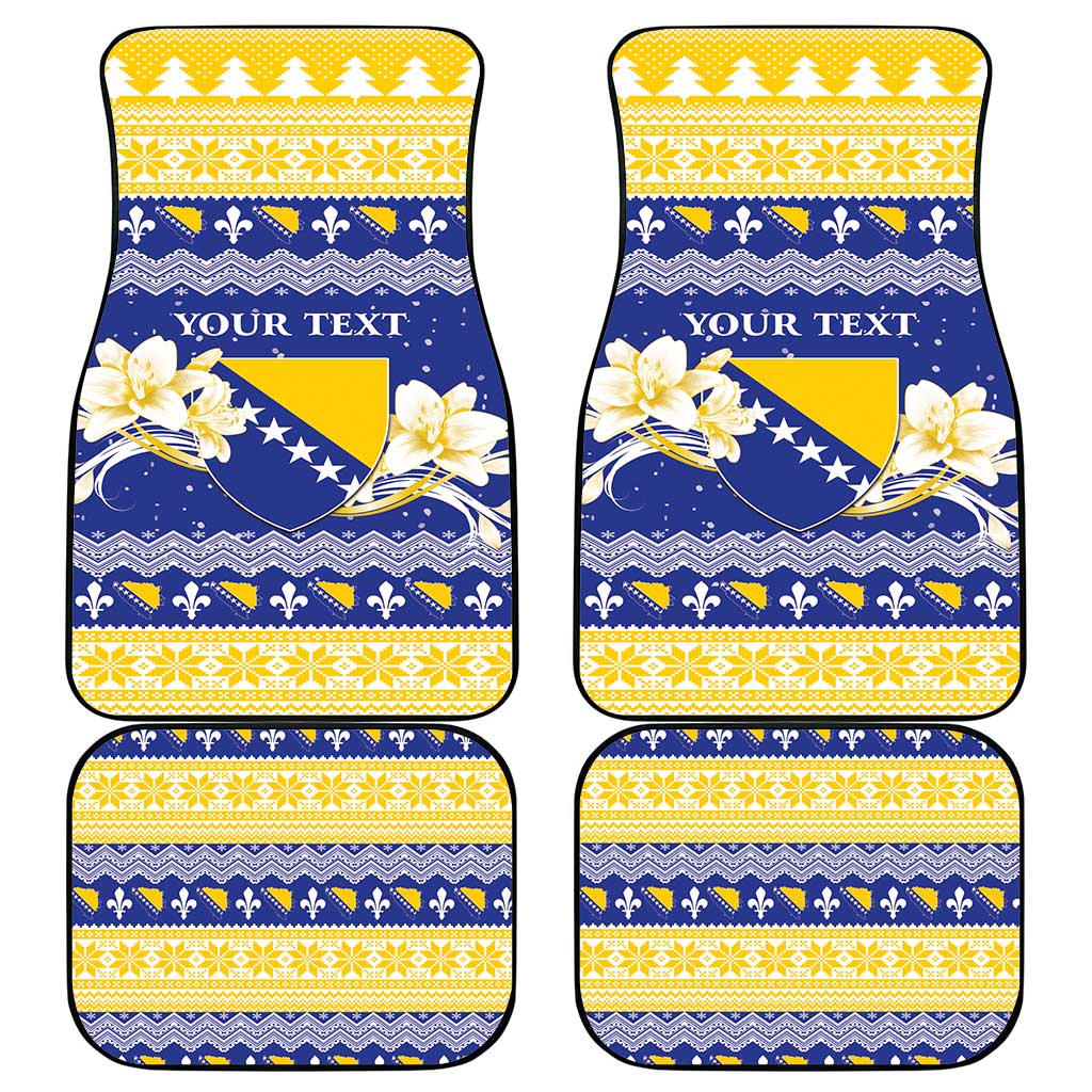 Personalized Bosnia and Herzegovina Christmas Car Mats Coat Of Arms Srecan Bozic - Wonder Print Shop