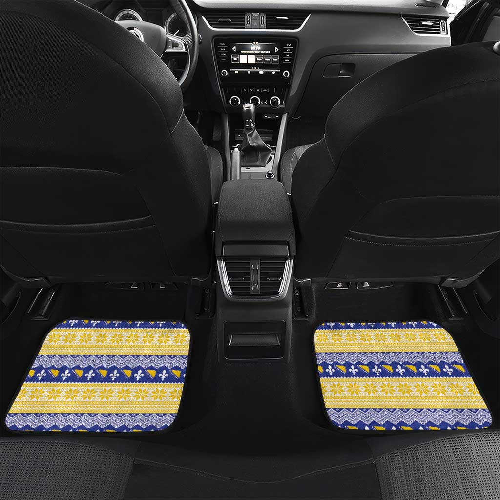 Personalized Bosnia and Herzegovina Christmas Car Mats Coat Of Arms Srecan Bozic - Wonder Print Shop