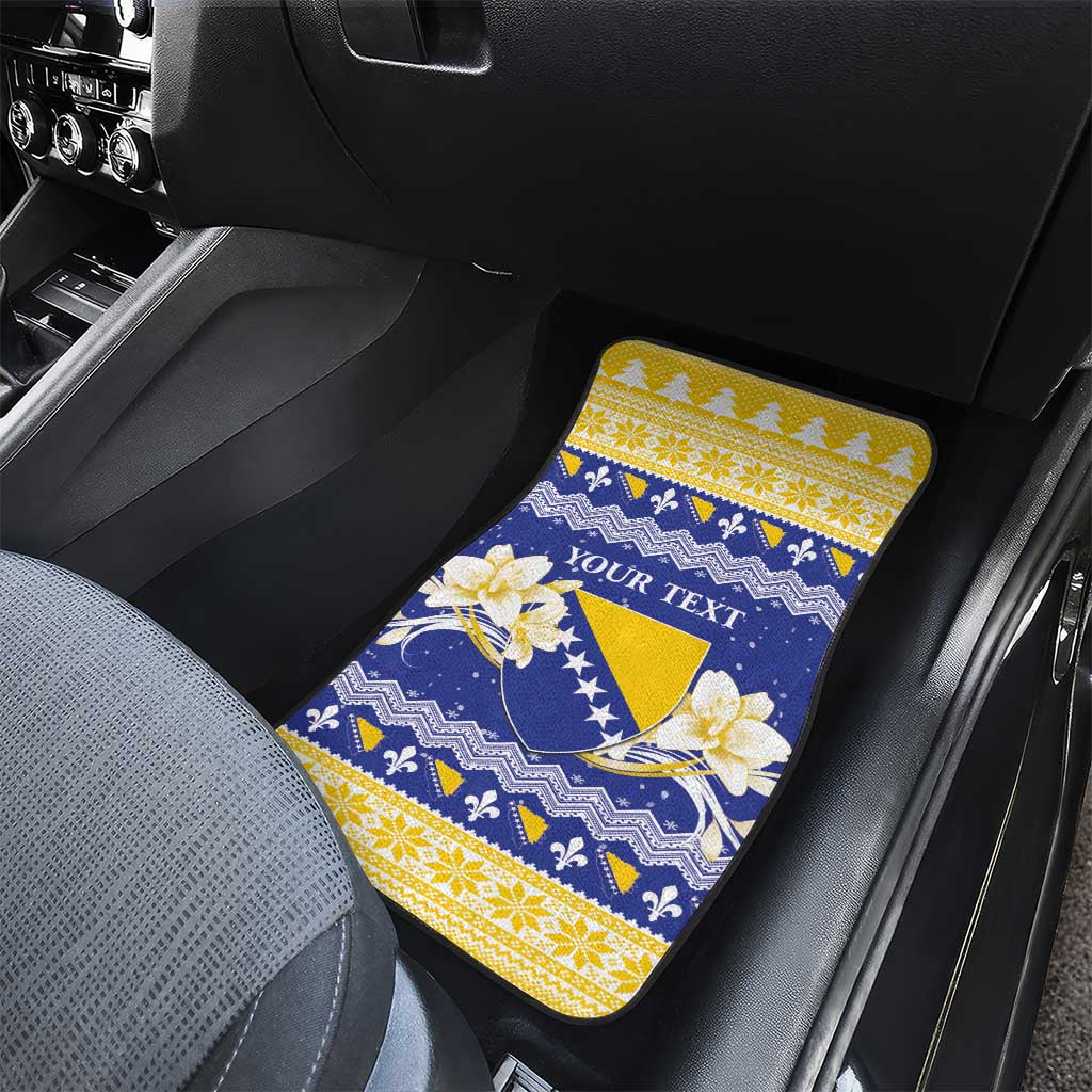 Personalized Bosnia and Herzegovina Christmas Car Mats Coat Of Arms Srecan Bozic - Wonder Print Shop
