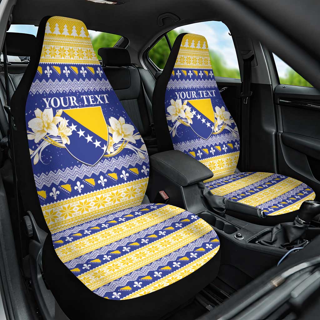 Personalized Bosnia and Herzegovina Christmas Car Seat Cover Coat Of Arms Srecan Bozic - Wonder Print Shop