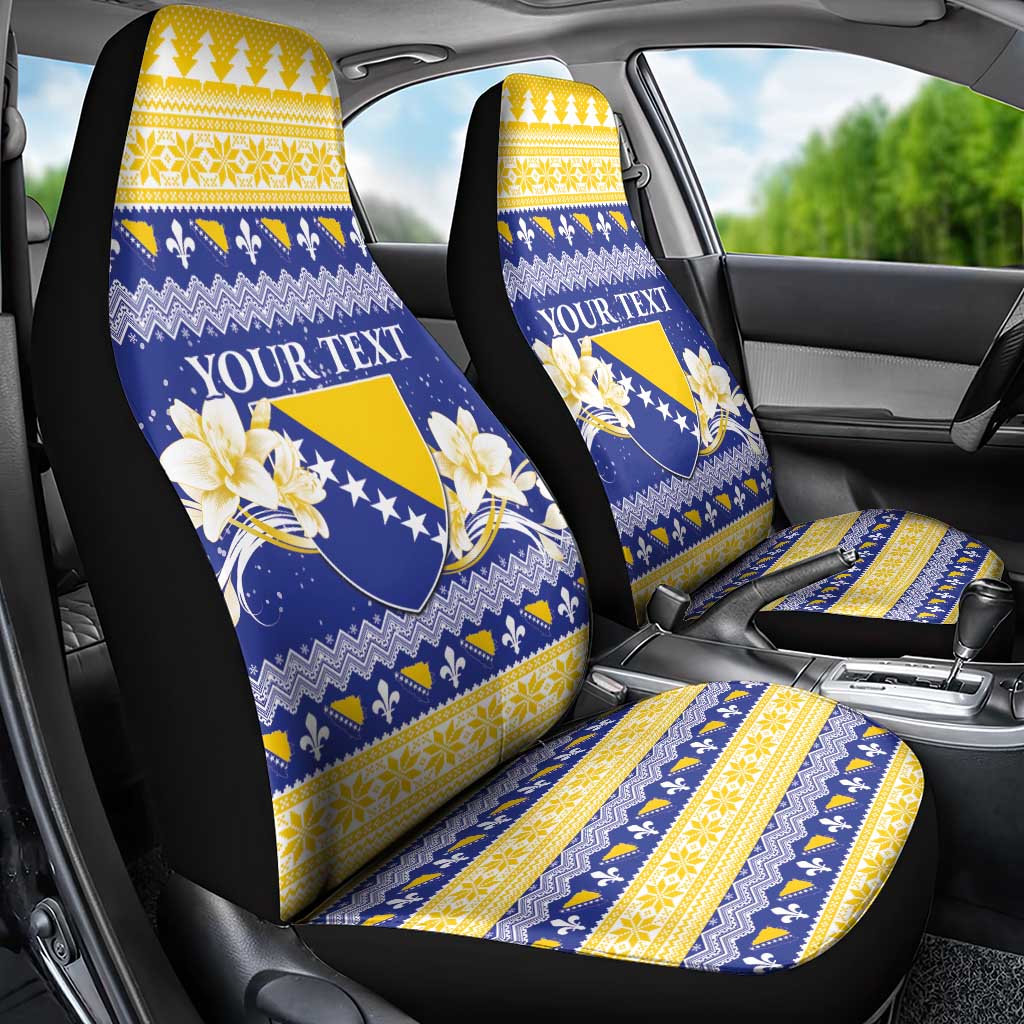 Personalized Bosnia and Herzegovina Christmas Car Seat Cover Coat Of Arms Srecan Bozic - Wonder Print Shop