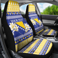 Personalized Bosnia and Herzegovina Christmas Car Seat Cover Coat Of Arms Srecan Bozic - Wonder Print Shop