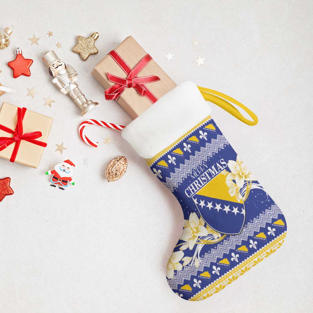 Personalized Bosnia and Herzegovina Christmas Stocking Coat Of Arms Srecan Bozic - Wonder Print Shop