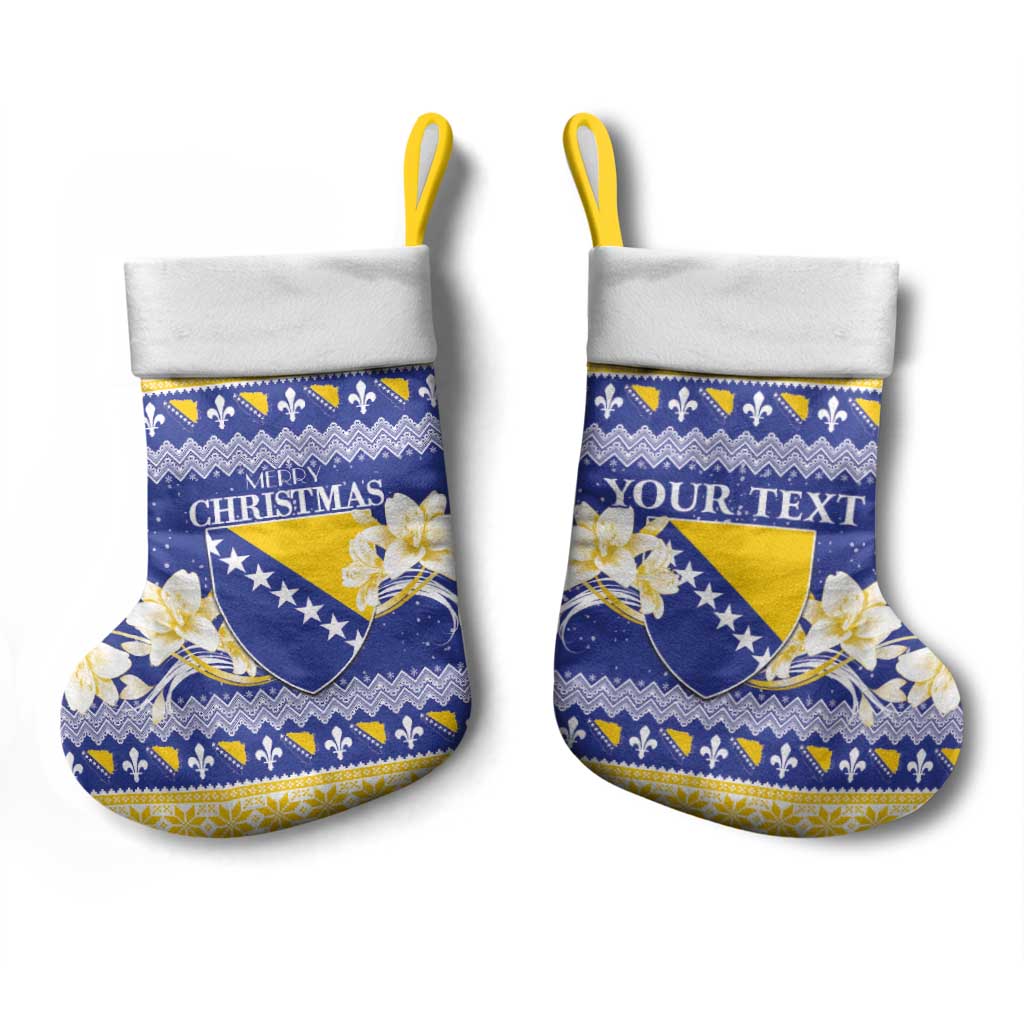 Personalized Bosnia and Herzegovina Christmas Stocking Coat Of Arms Srecan Bozic - Wonder Print Shop