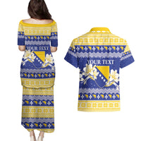 Personalized Bosnia and Herzegovina Christmas Couples Matching Puletasi and Hawaiian Shirt Coat Of Arms Srecan Bozic - Wonder Print Shop