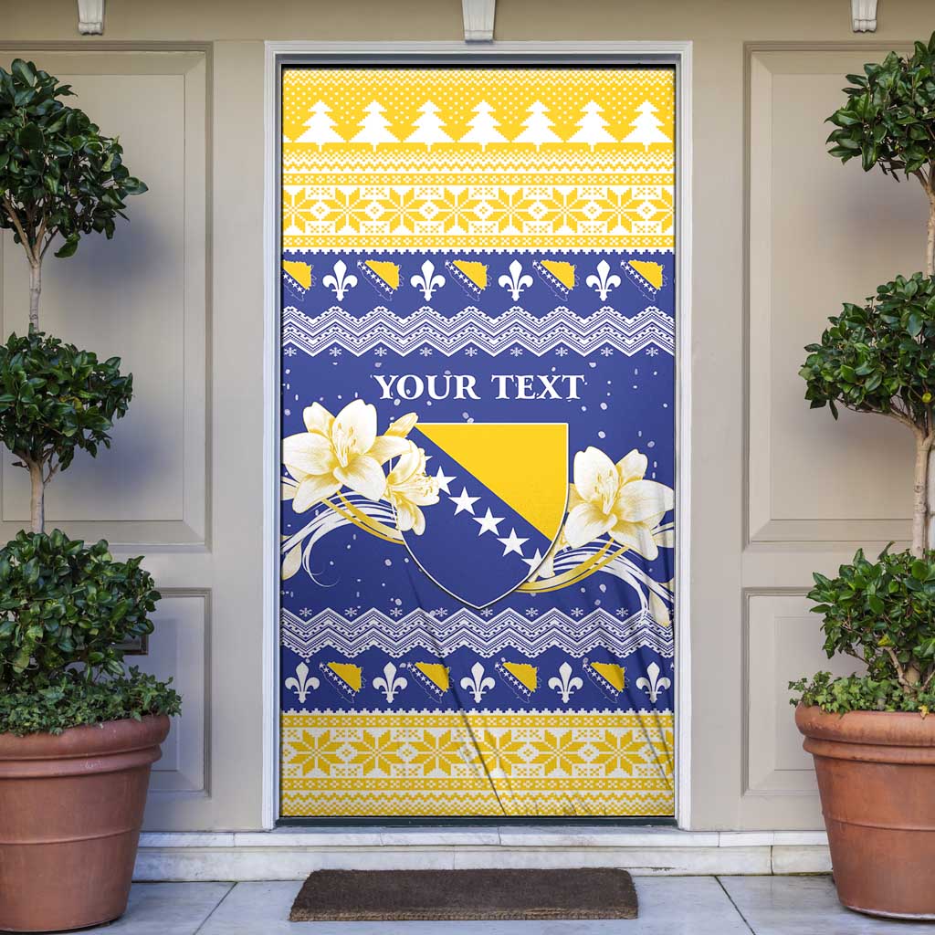 Personalized Bosnia and Herzegovina Christmas Door Cover Coat Of Arms Srecan Bozic - Wonder Print Shop
