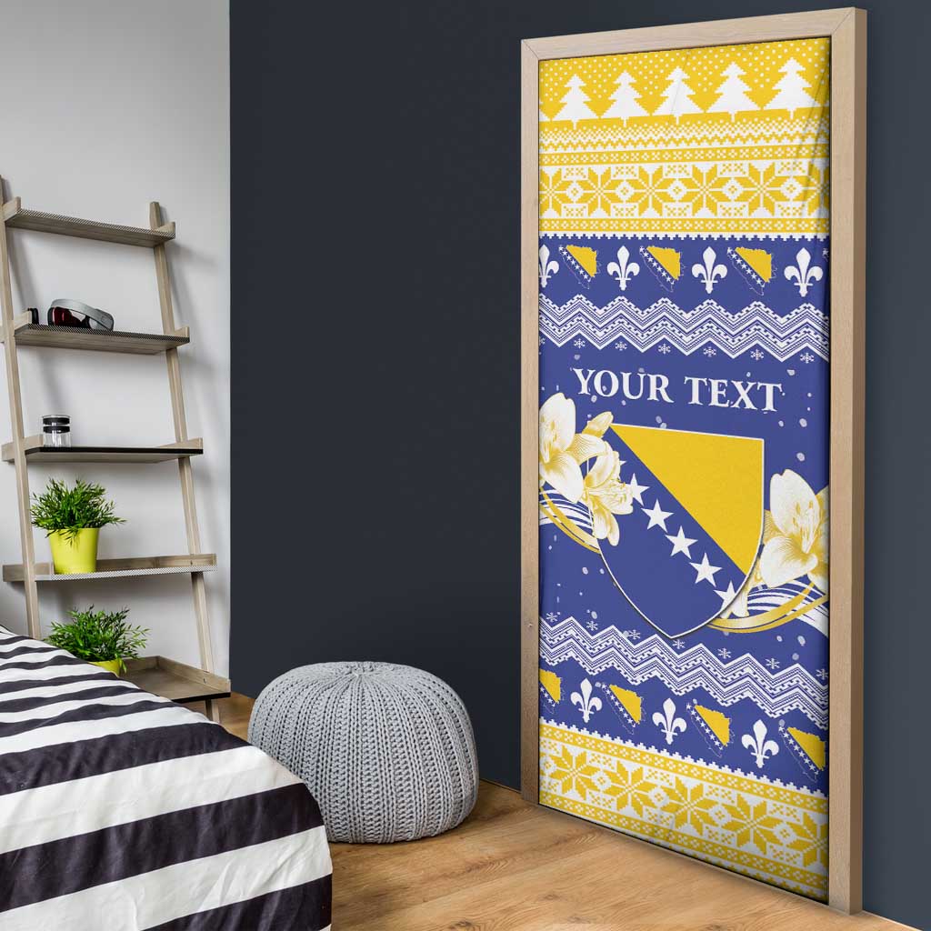 Personalized Bosnia and Herzegovina Christmas Door Cover Coat Of Arms Srecan Bozic - Wonder Print Shop