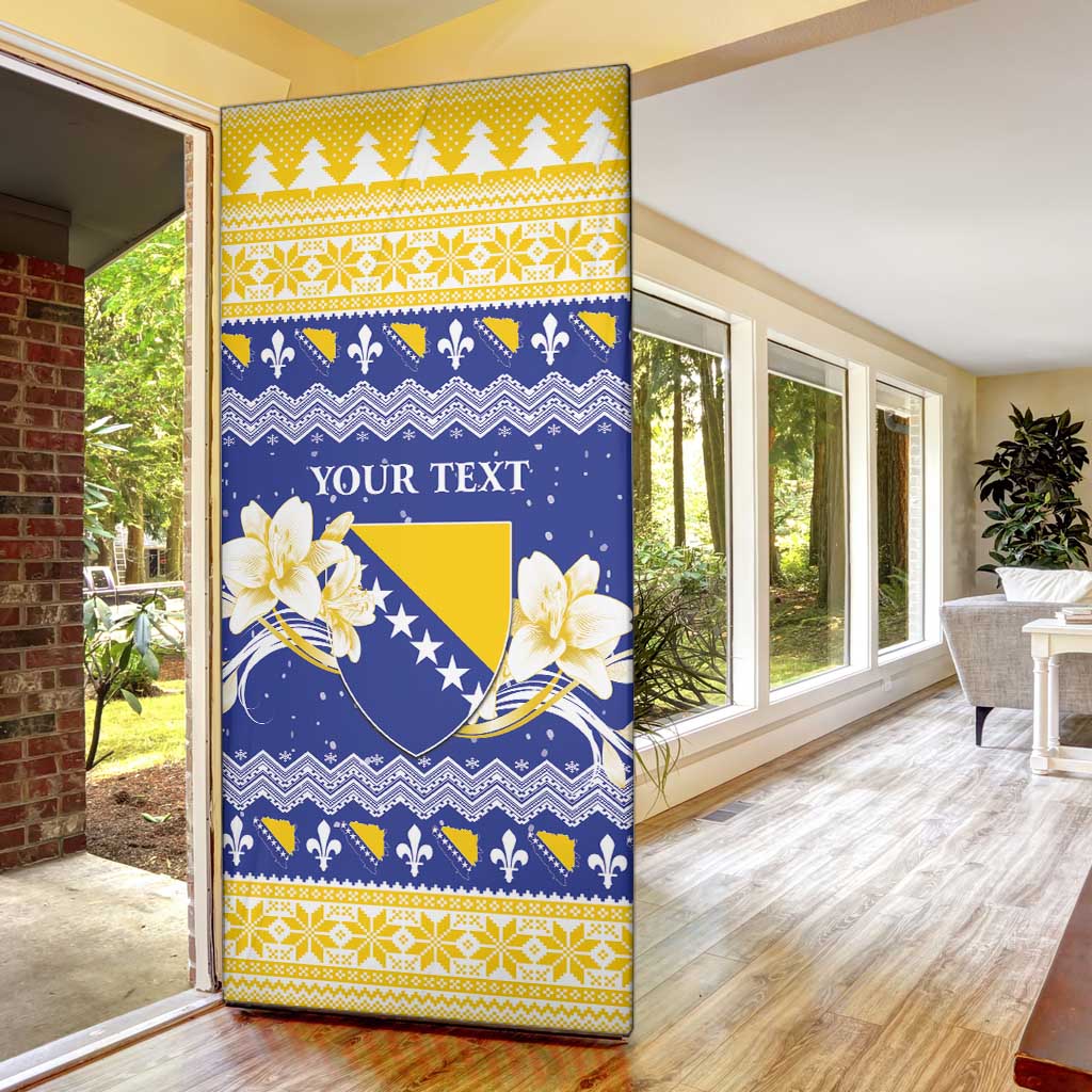 Personalized Bosnia and Herzegovina Christmas Door Cover Coat Of Arms Srecan Bozic - Wonder Print Shop