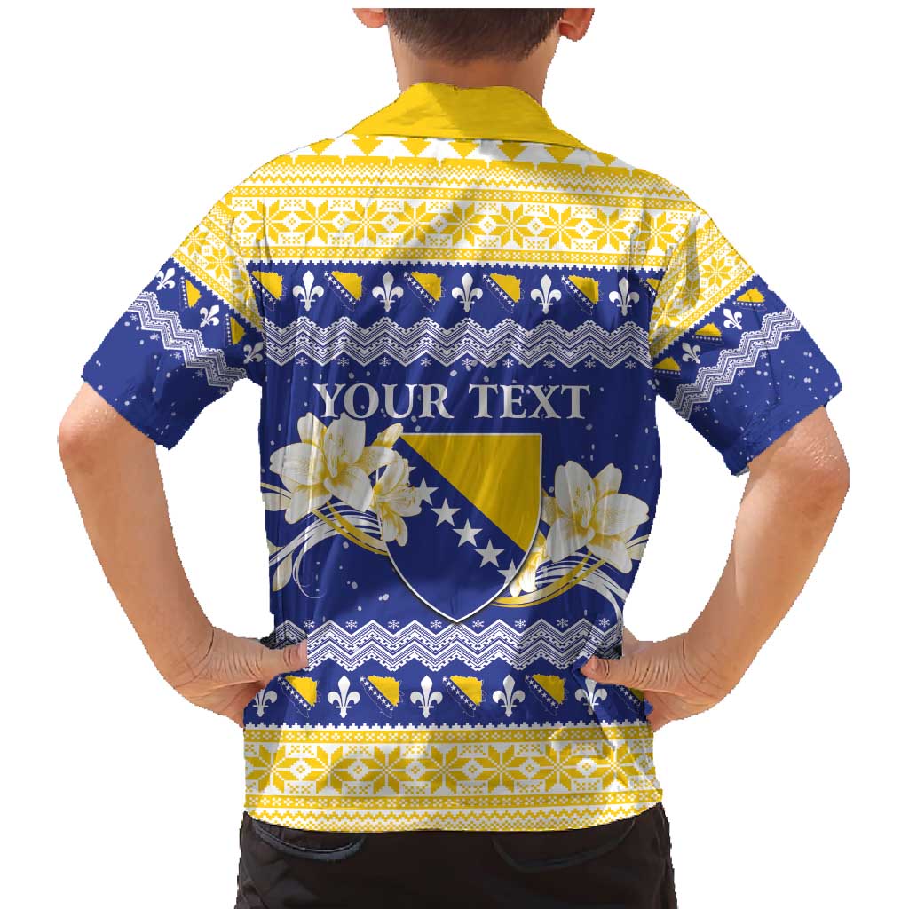 Personalized Bosnia and Herzegovina Christmas Family Matching Mermaid Dress and Hawaiian Shirt Coat Of Arms Srecan Bozic - Wonder Print Shop
