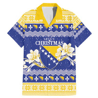 Personalized Bosnia and Herzegovina Christmas Family Matching Mermaid Dress and Hawaiian Shirt Coat Of Arms Srecan Bozic - Wonder Print Shop