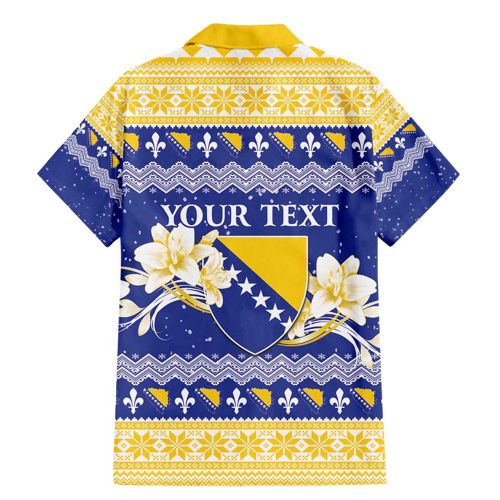 Personalized Bosnia and Herzegovina Christmas Family Matching Mermaid Dress and Hawaiian Shirt Coat Of Arms Srecan Bozic - Wonder Print Shop