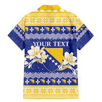 Personalized Bosnia and Herzegovina Christmas Family Matching Mermaid Dress and Hawaiian Shirt Coat Of Arms Srecan Bozic - Wonder Print Shop