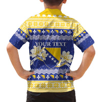 Personalized Bosnia and Herzegovina Christmas Family Matching Off The Shoulder Long Sleeve Dress and Hawaiian Shirt Coat Of Arms Srecan Bozic - Wonder Print Shop