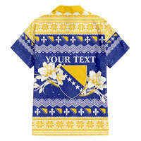 Personalized Bosnia and Herzegovina Christmas Family Matching Puletasi and Hawaiian Shirt Coat Of Arms Srecan Bozic - Wonder Print Shop