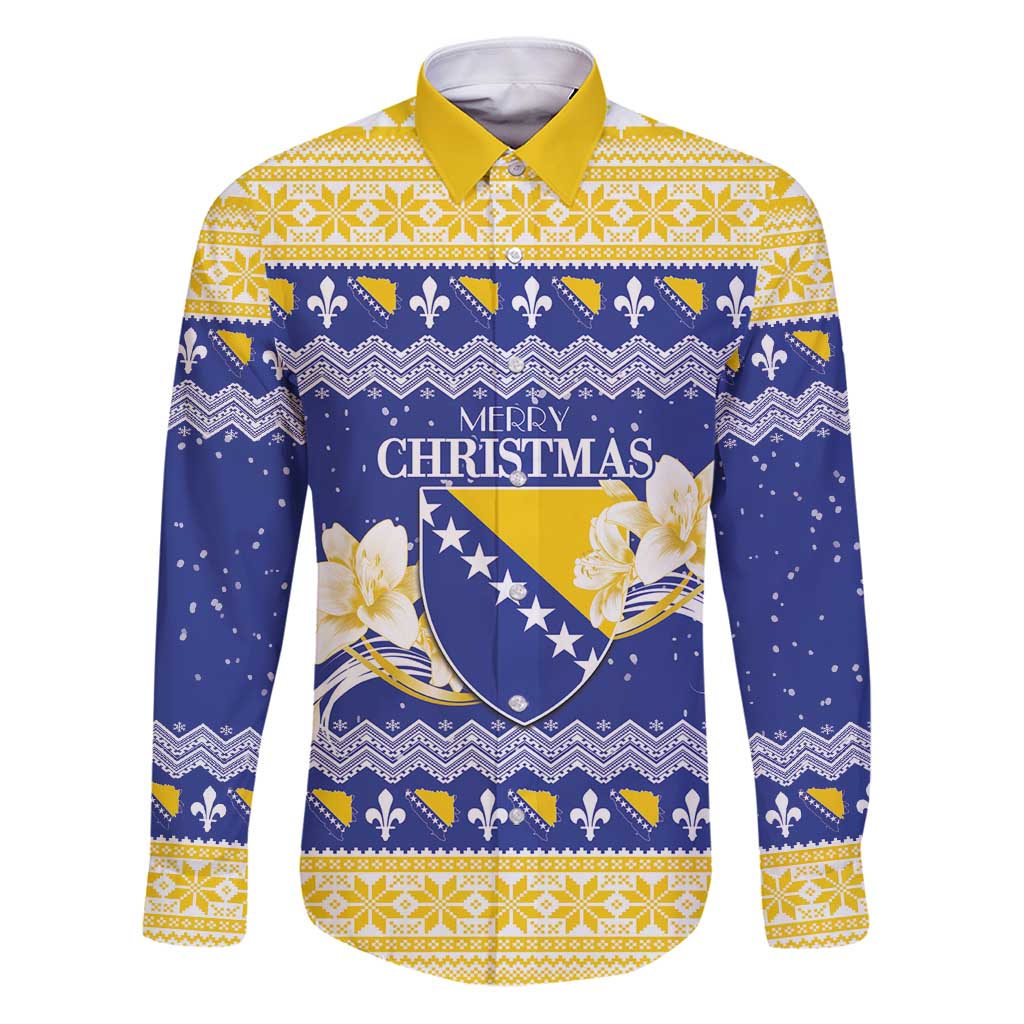 Personalized Bosnia and Herzegovina Christmas Family Matching Puletasi and Hawaiian Shirt Coat Of Arms Srecan Bozic - Wonder Print Shop