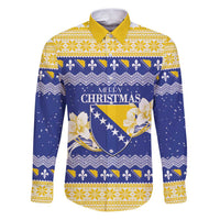 Personalized Bosnia and Herzegovina Christmas Family Matching Puletasi and Hawaiian Shirt Coat Of Arms Srecan Bozic - Wonder Print Shop