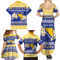 Personalized Bosnia and Herzegovina Christmas Family Matching Summer Maxi Dress and Hawaiian Shirt Coat Of Arms Srecan Bozic - Wonder Print Shop