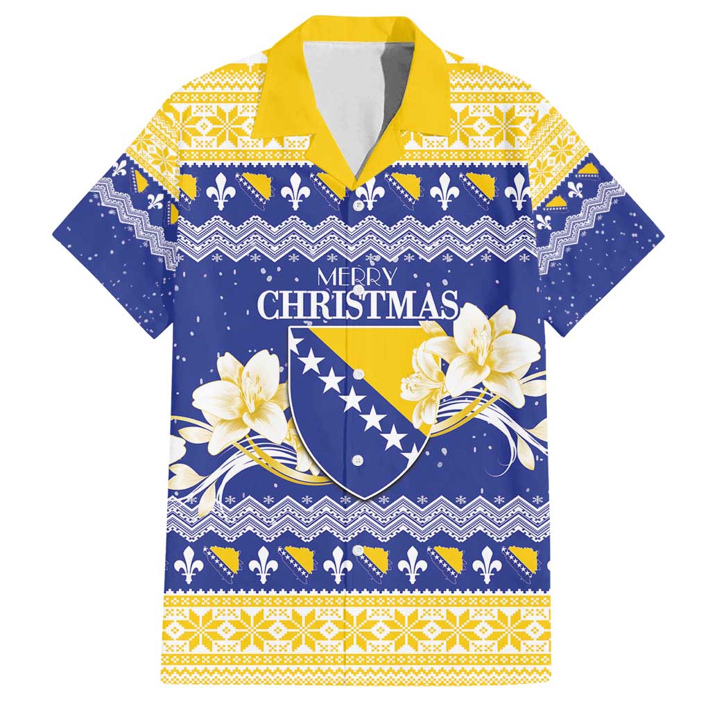 Personalized Bosnia and Herzegovina Christmas Family Matching Summer Maxi Dress and Hawaiian Shirt Coat Of Arms Srecan Bozic - Wonder Print Shop