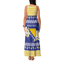 Personalized Bosnia and Herzegovina Christmas Family Matching Tank Maxi Dress and Hawaiian Shirt Coat Of Arms Srecan Bozic - Wonder Print Shop