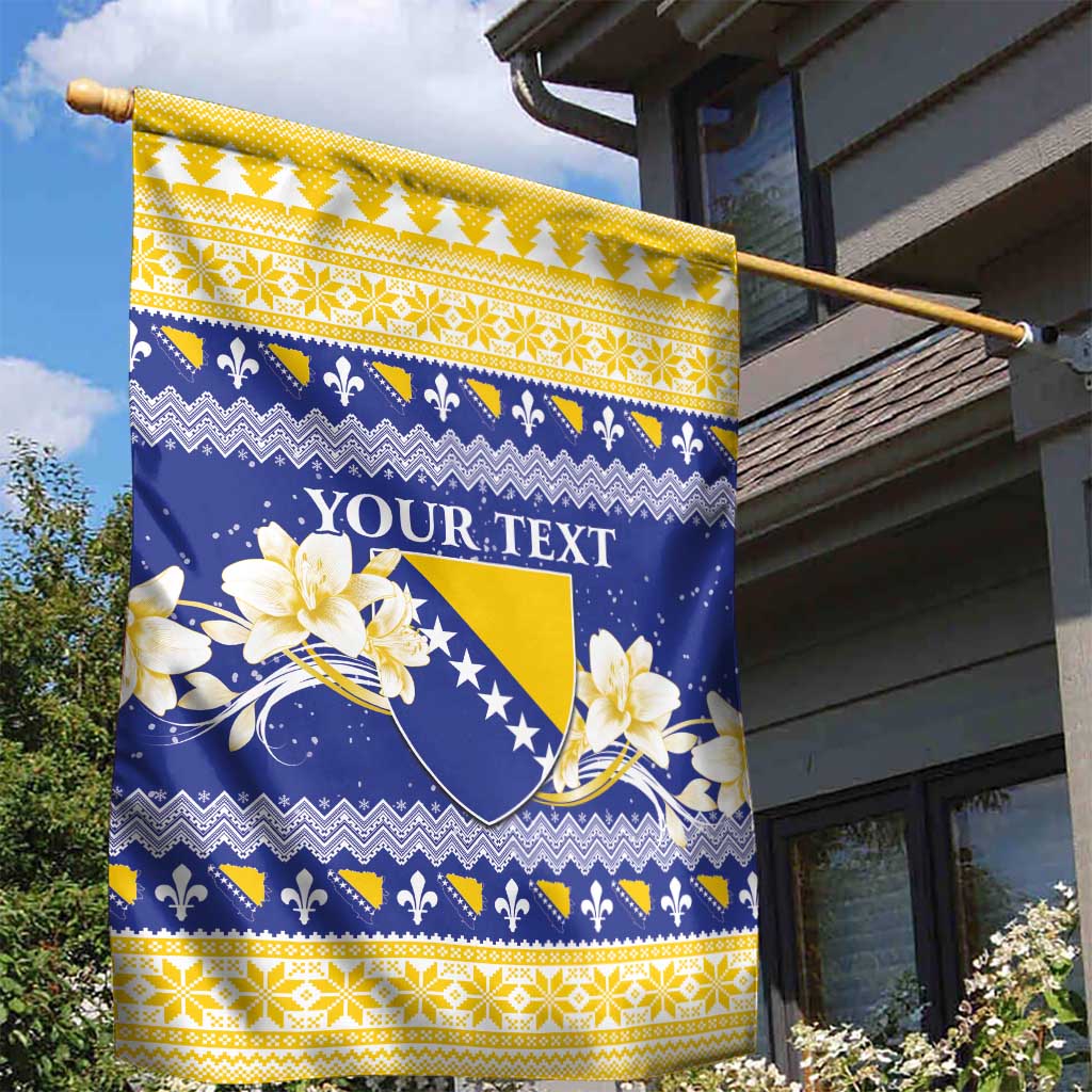 Personalized Bosnia and Herzegovina Christmas Garden Flag Coat Of Arms Srecan Bozic - Wonder Print Shop