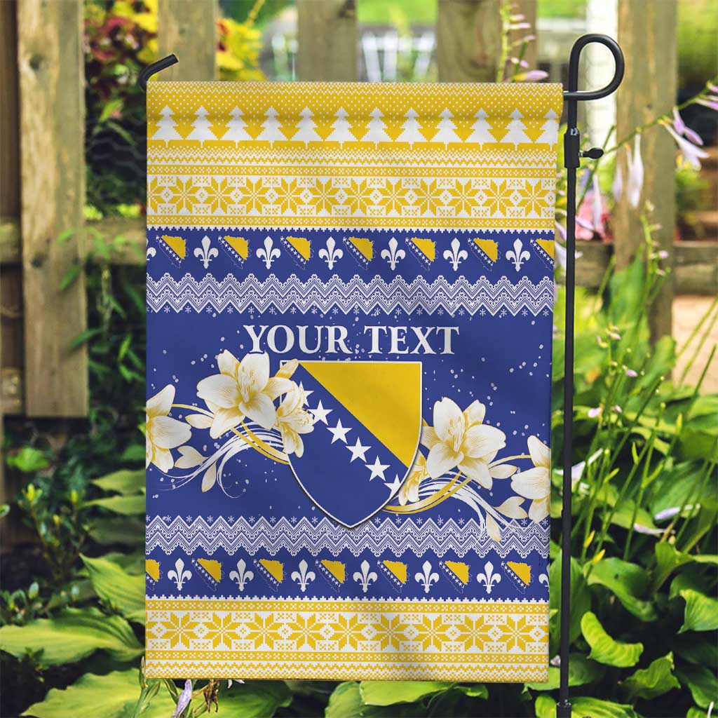 Personalized Bosnia and Herzegovina Christmas Garden Flag Coat Of Arms Srecan Bozic - Wonder Print Shop