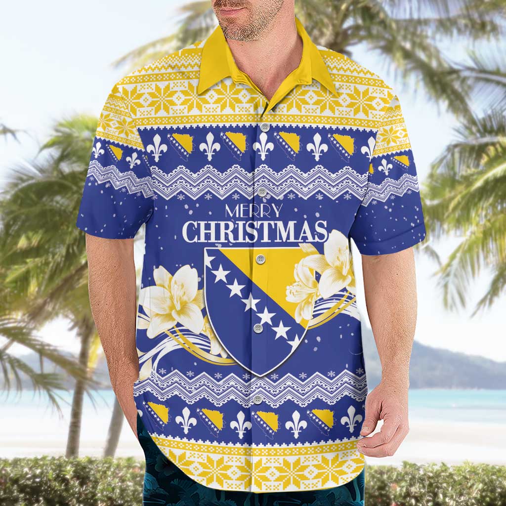 Personalized Bosnia and Herzegovina Christmas Hawaiian Shirt Coat Of Arms Srecan Bozic - Wonder Print Shop