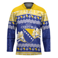 Personalized Bosnia and Herzegovina Christmas Hockey Jersey Coat Of Arms Srecan Bozic - Wonder Print Shop