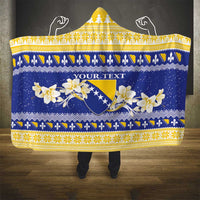 Personalized Bosnia and Herzegovina Christmas Hooded Blanket Coat Of Arms Srecan Bozic - Wonder Print Shop
