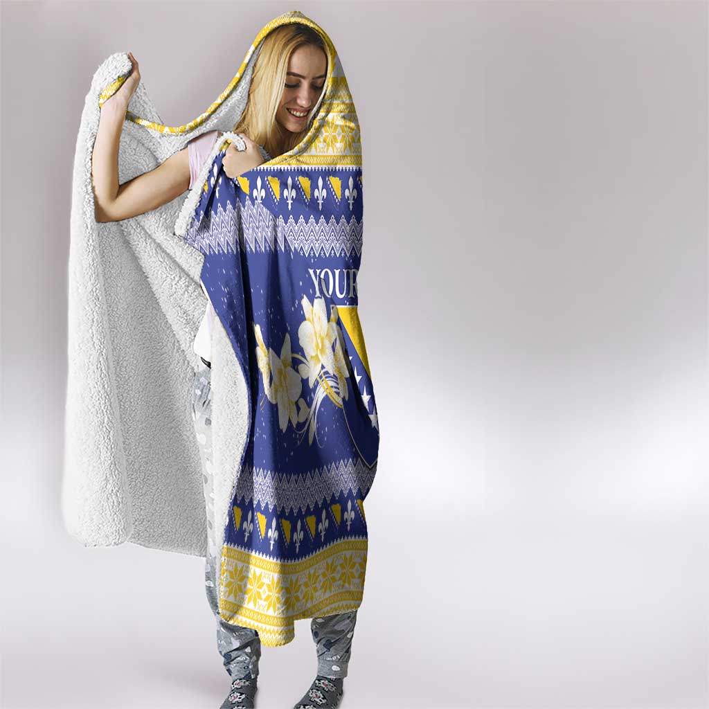 Personalized Bosnia and Herzegovina Christmas Hooded Blanket Coat Of Arms Srecan Bozic - Wonder Print Shop
