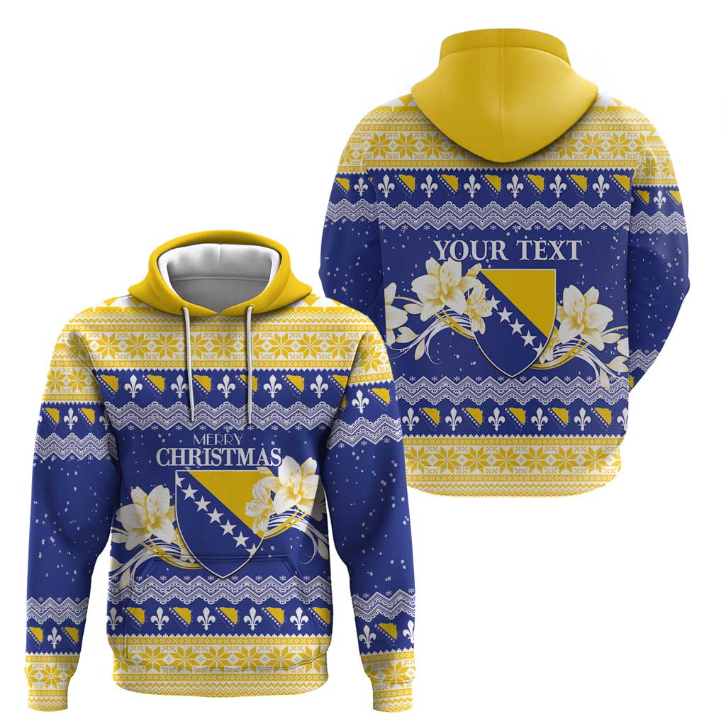 Personalized Bosnia and Herzegovina Christmas Hoodie Coat Of Arms Srecan Bozic - Wonder Print Shop