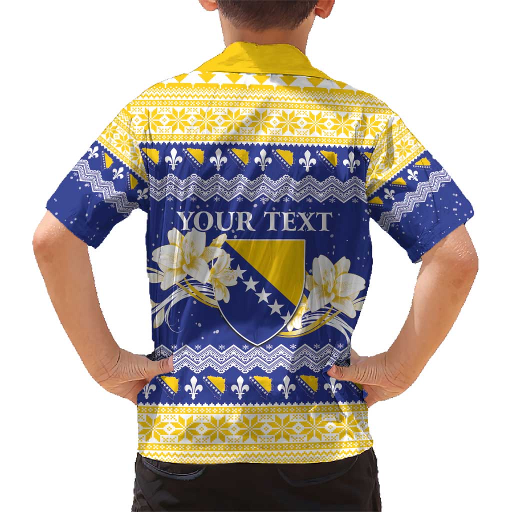 Personalized Bosnia and Herzegovina Christmas Kid Hawaiian Shirt Coat Of Arms Srecan Bozic - Wonder Print Shop