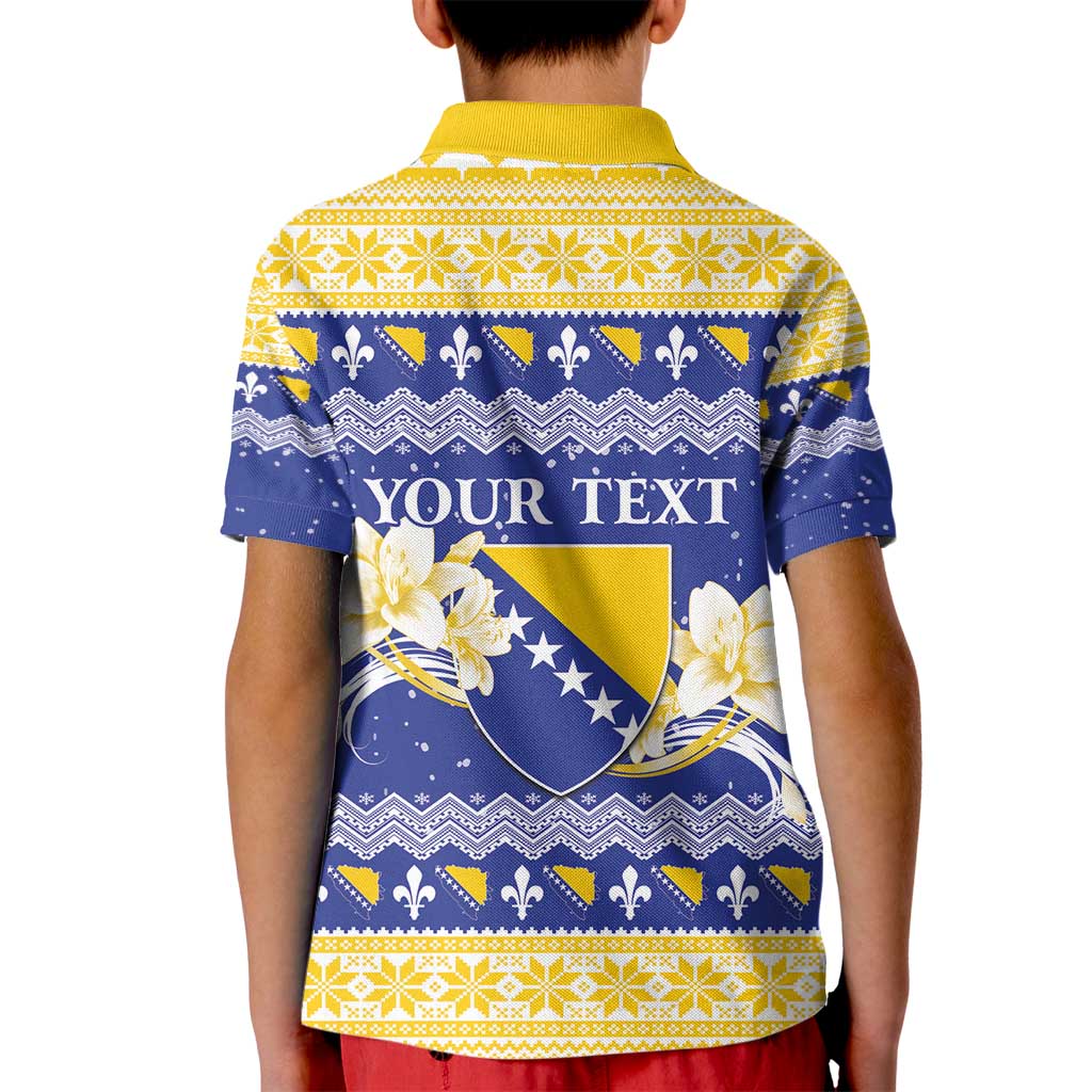 Personalized Bosnia and Herzegovina Christmas Kid Polo Shirt Coat Of Arms Srecan Bozic - Wonder Print Shop