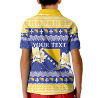Personalized Bosnia and Herzegovina Christmas Kid Polo Shirt Coat Of Arms Srecan Bozic - Wonder Print Shop