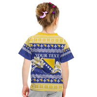 Personalized Bosnia and Herzegovina Christmas Kid T Shirt Coat Of Arms Srecan Bozic - Wonder Print Shop