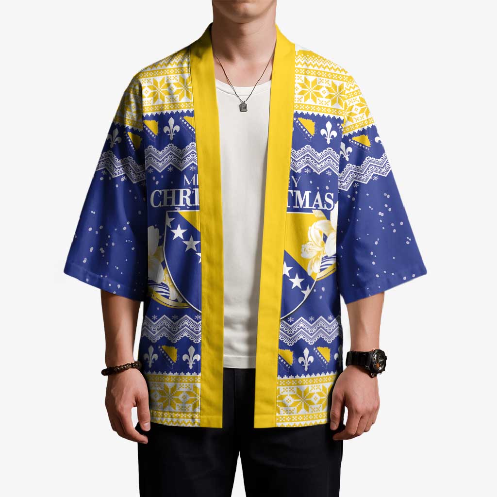 Personalized Bosnia and Herzegovina Christmas Kimono Coat Of Arms Srecan Bozic - Wonder Print Shop