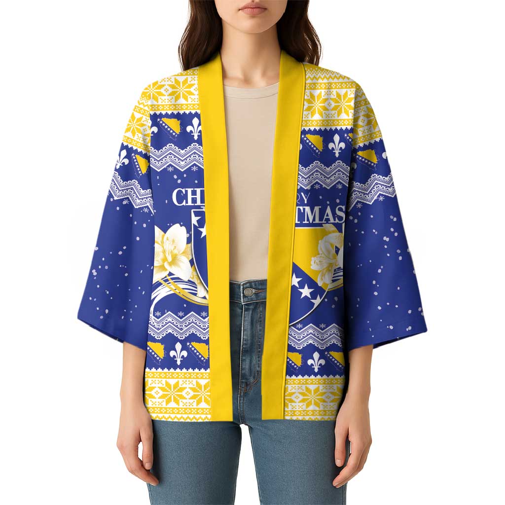 Personalized Bosnia and Herzegovina Christmas Kimono Coat Of Arms Srecan Bozic - Wonder Print Shop