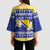 Personalized Bosnia and Herzegovina Christmas Kimono Sleeve Blouse Coat Of Arms Srecan Bozic - Wonder Print Shop