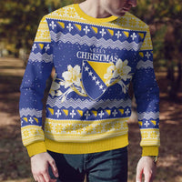 Personalized Bosnia and Herzegovina Christmas Ugly Christmas Sweater Coat Of Arms Srecan Bozic - Wonder Print Shop