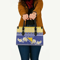 Personalized Bosnia and Herzegovina Christmas Leather Bag Coat Of Arms Srecan Bozic - Wonder Print Shop