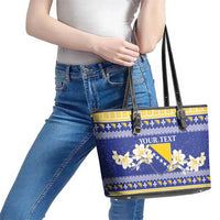 Personalized Bosnia and Herzegovina Christmas Leather Tote Bag Coat Of Arms Srecan Bozic - Wonder Print Shop