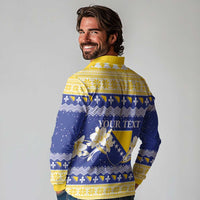 Personalized Bosnia and Herzegovina Christmas Long Sleeve Polo Shirt Coat Of Arms Srecan Bozic - Wonder Print Shop