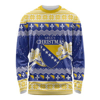 Personalized Bosnia and Herzegovina Christmas Long Sleeve Shirt Coat Of Arms Srecan Bozic - Wonder Print Shop